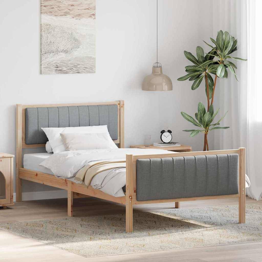 vidaXL Bettgestell Braun und hellgrau 100 x 200 cm Massivholz Kiefer