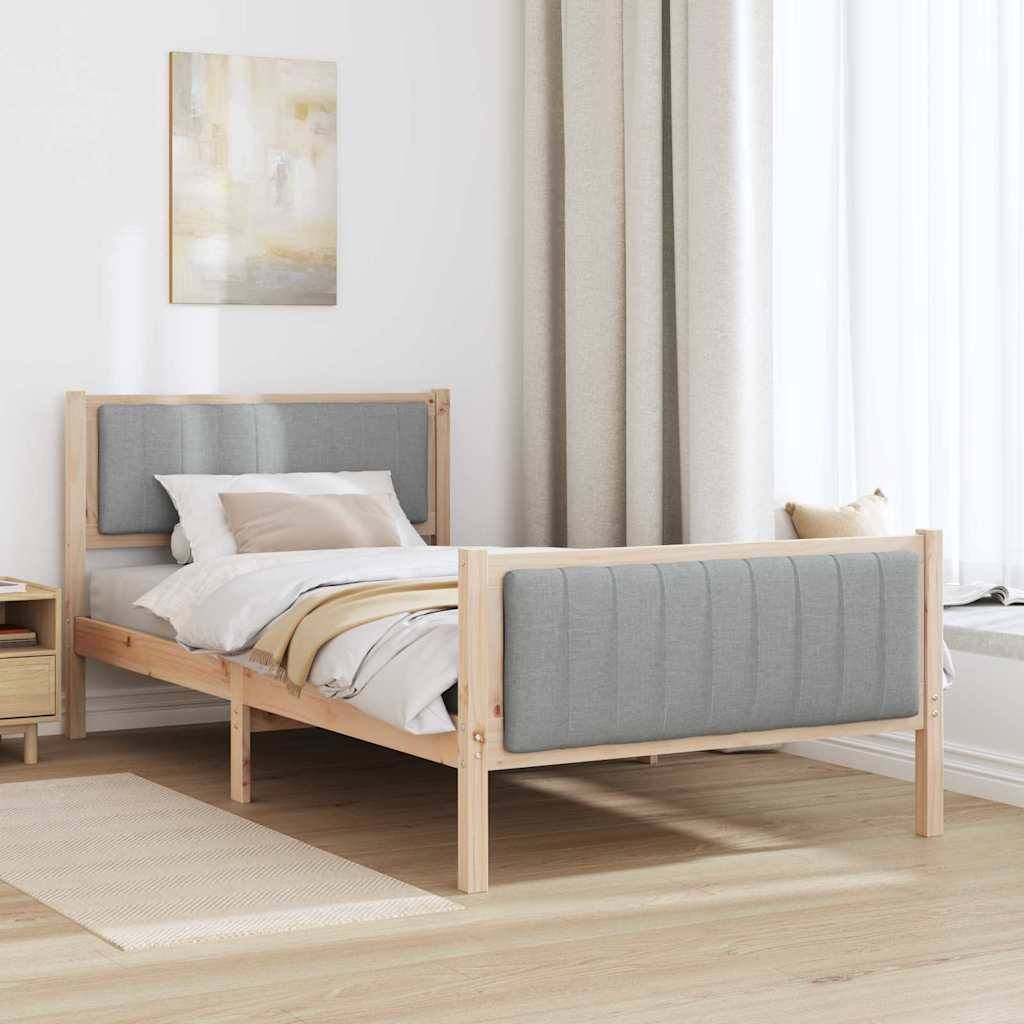 vidaXL Bettgestell Braun und hellgrau 100 x 200 cm Massivholz Kiefer