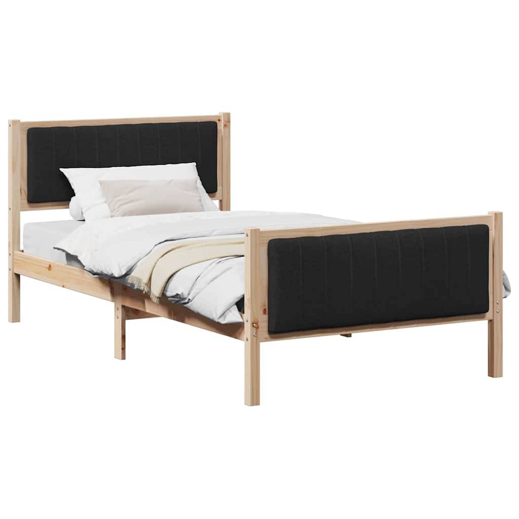 vidaXL Bettgestell Braun und Schwarz 100 x 200 cm Massivholz Kiefer