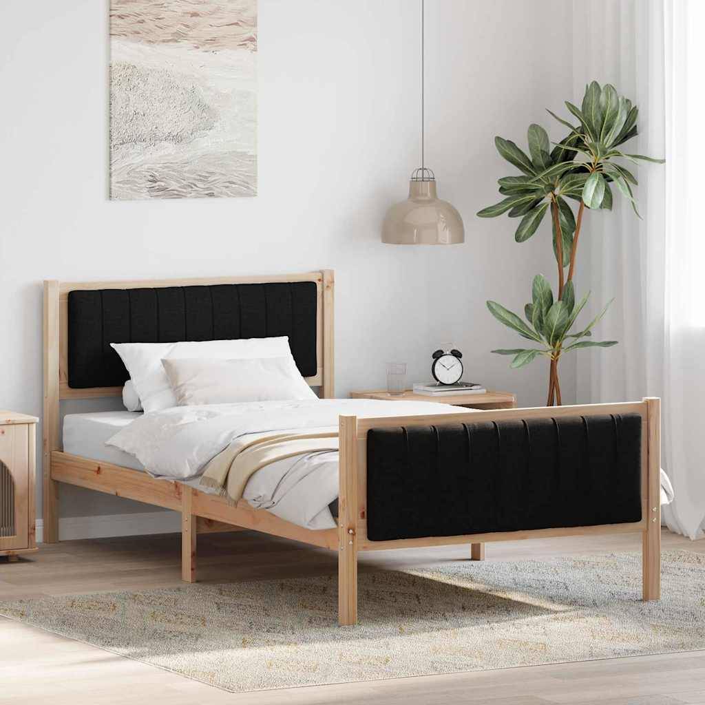 vidaXL Bettgestell Braun und Schwarz 100 x 200 cm Massivholz Kiefer