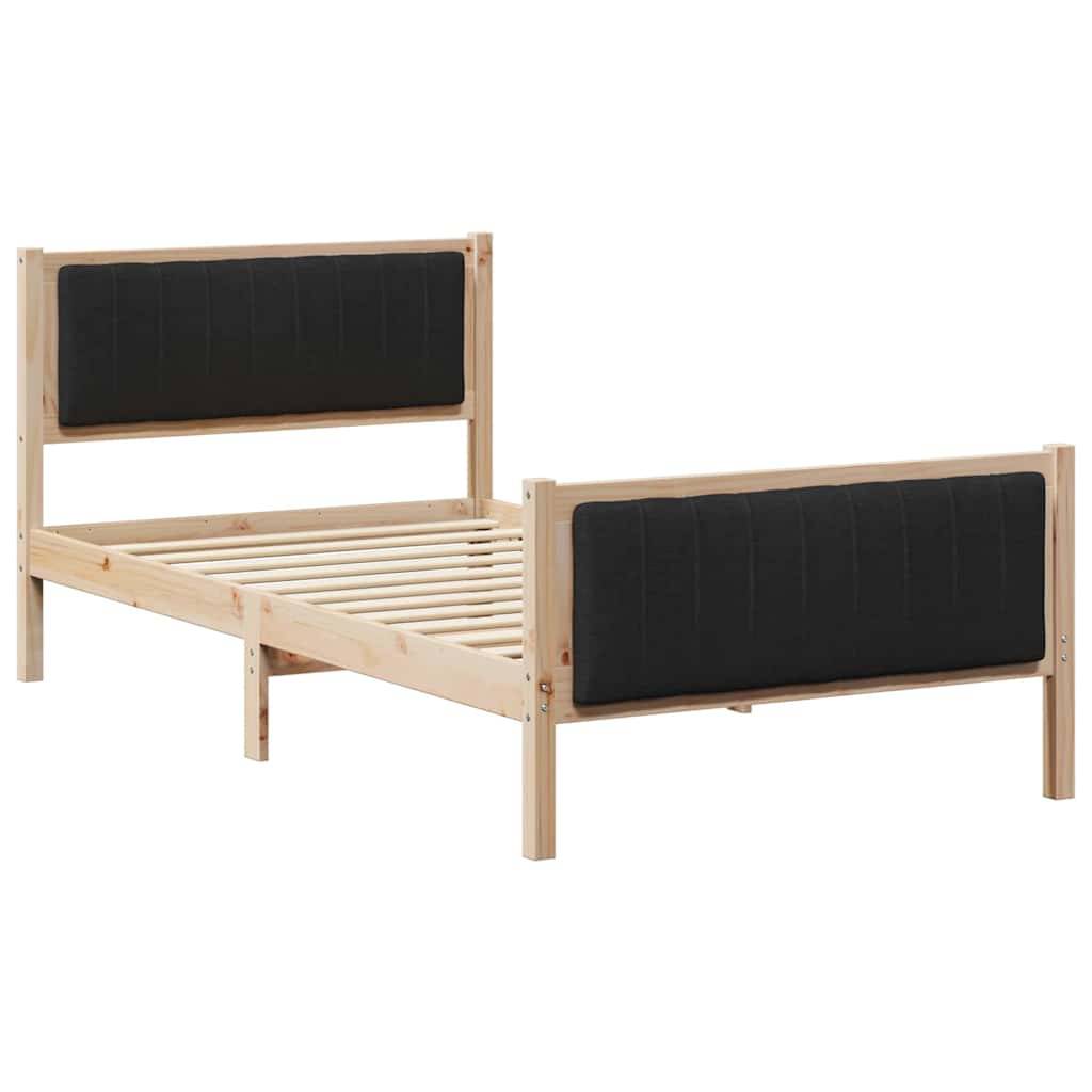 vidaXL Bettgestell Braun und Schwarz 100 x 200 cm Massivholz Kiefer