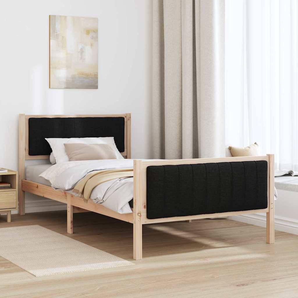 vidaXL Bettgestell Braun und Schwarz 100 x 200 cm Massivholz Kiefer