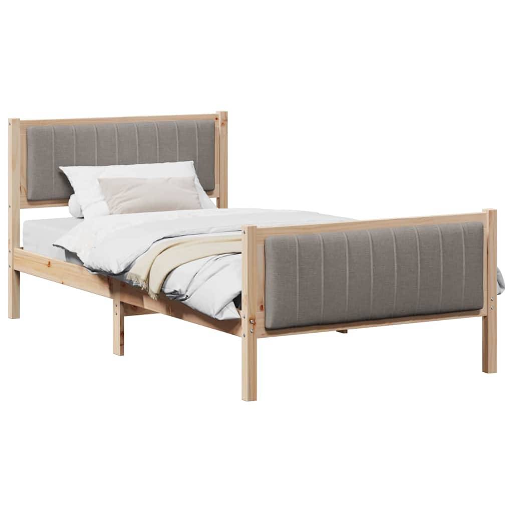 vidaXL Bettgestell Braun und Taupe 100 x 200 cm Massivholz Kiefer