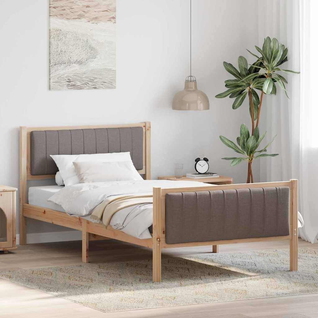 vidaXL Bettgestell Braun und Taupe 100 x 200 cm Massivholz Kiefer