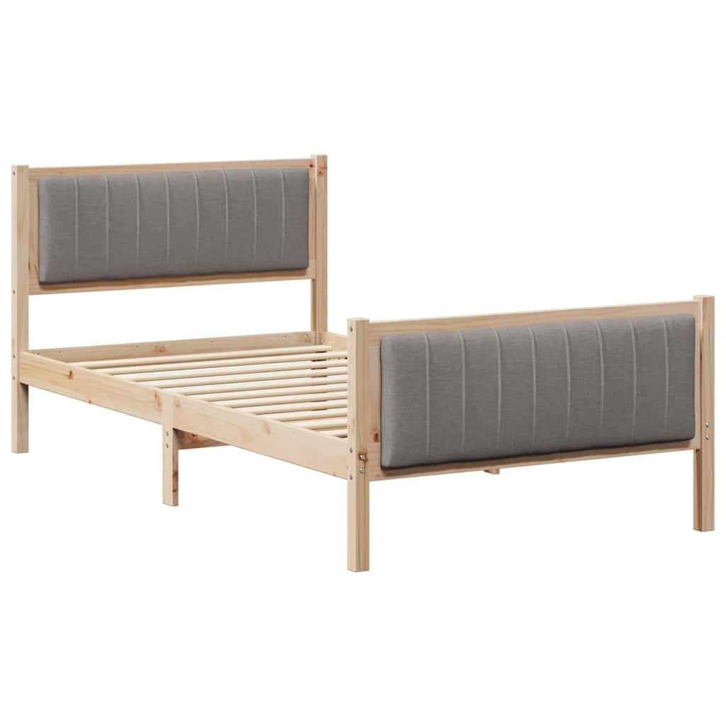 vidaXL Bettgestell Braun und Taupe 100 x 200 cm Massivholz Kiefer