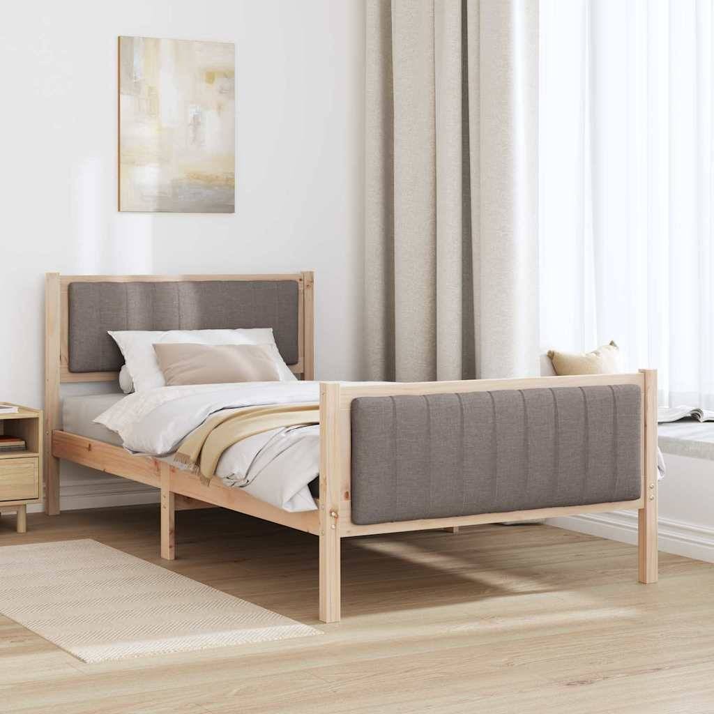 vidaXL Bettgestell Braun und Taupe 100 x 200 cm Massivholz Kiefer