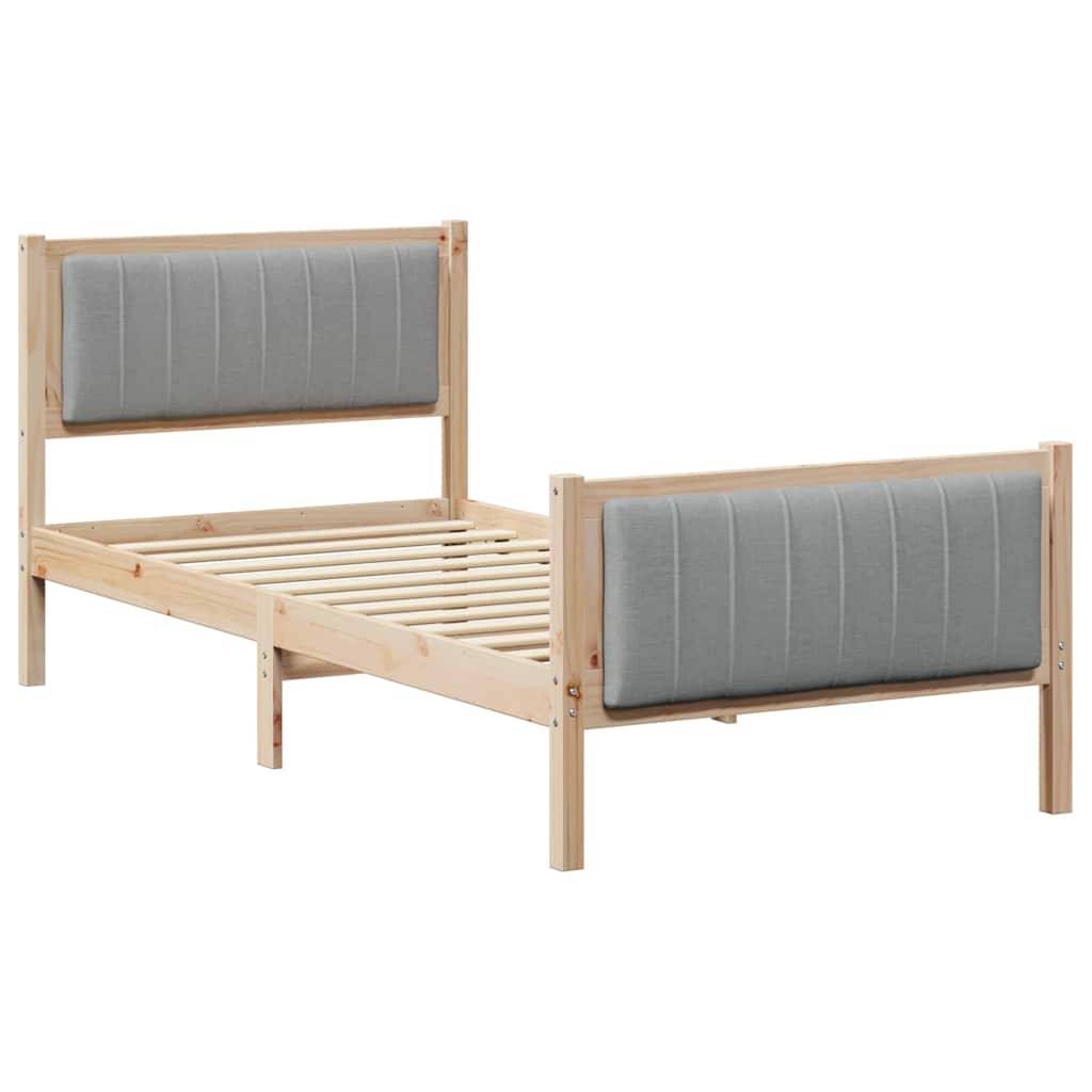 vidaXL Bettgestell Braun und hellgrau 90 x 190 cm Massivholz Kiefer