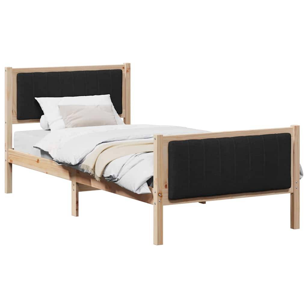 vidaXL Bettgestell Braun und Schwarz 90 x 200 cm Massivholz Kiefer