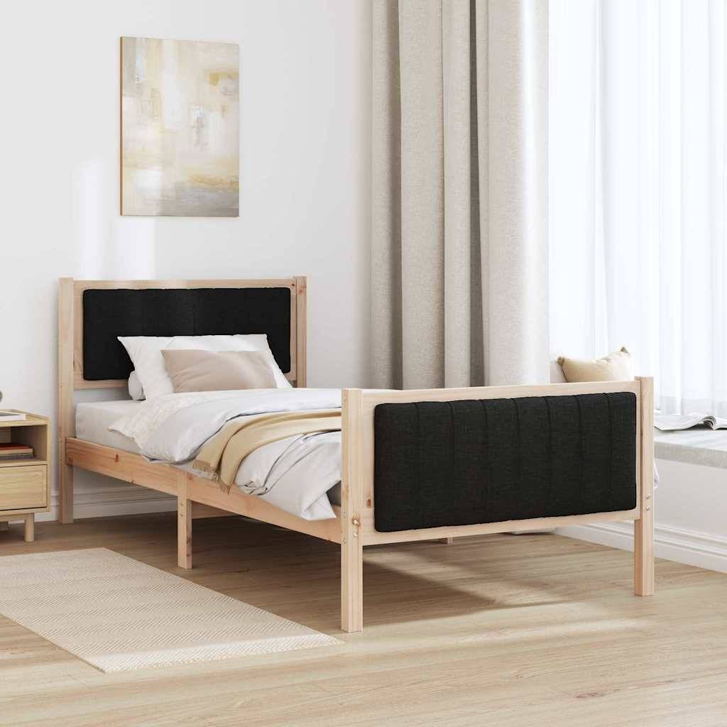 vidaXL Bettgestell Braun und Schwarz 90 x 200 cm Massivholz Kiefer