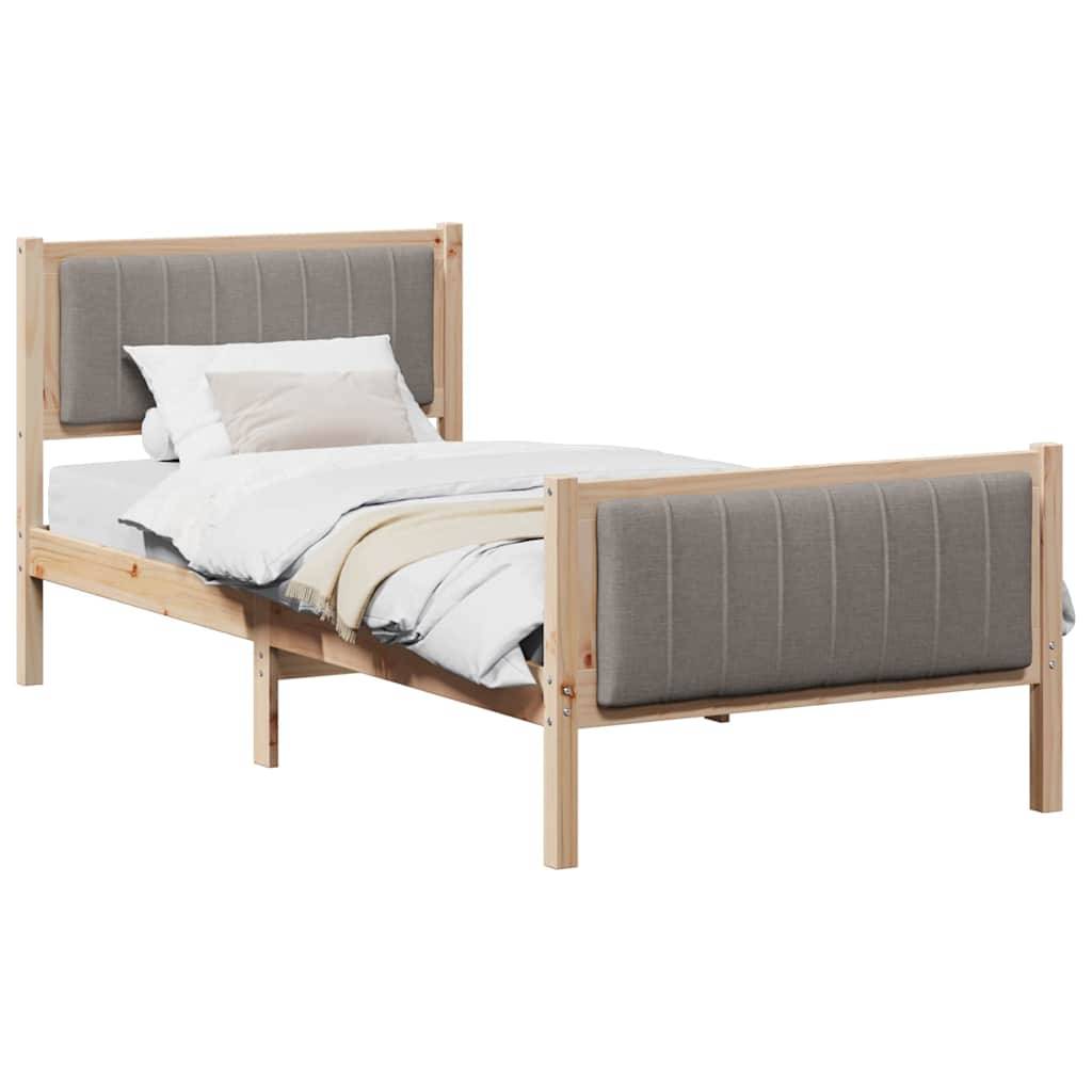 vidaXL Bettgestell Braun und Taupe 90 x 200 cm Massivholz Kiefer