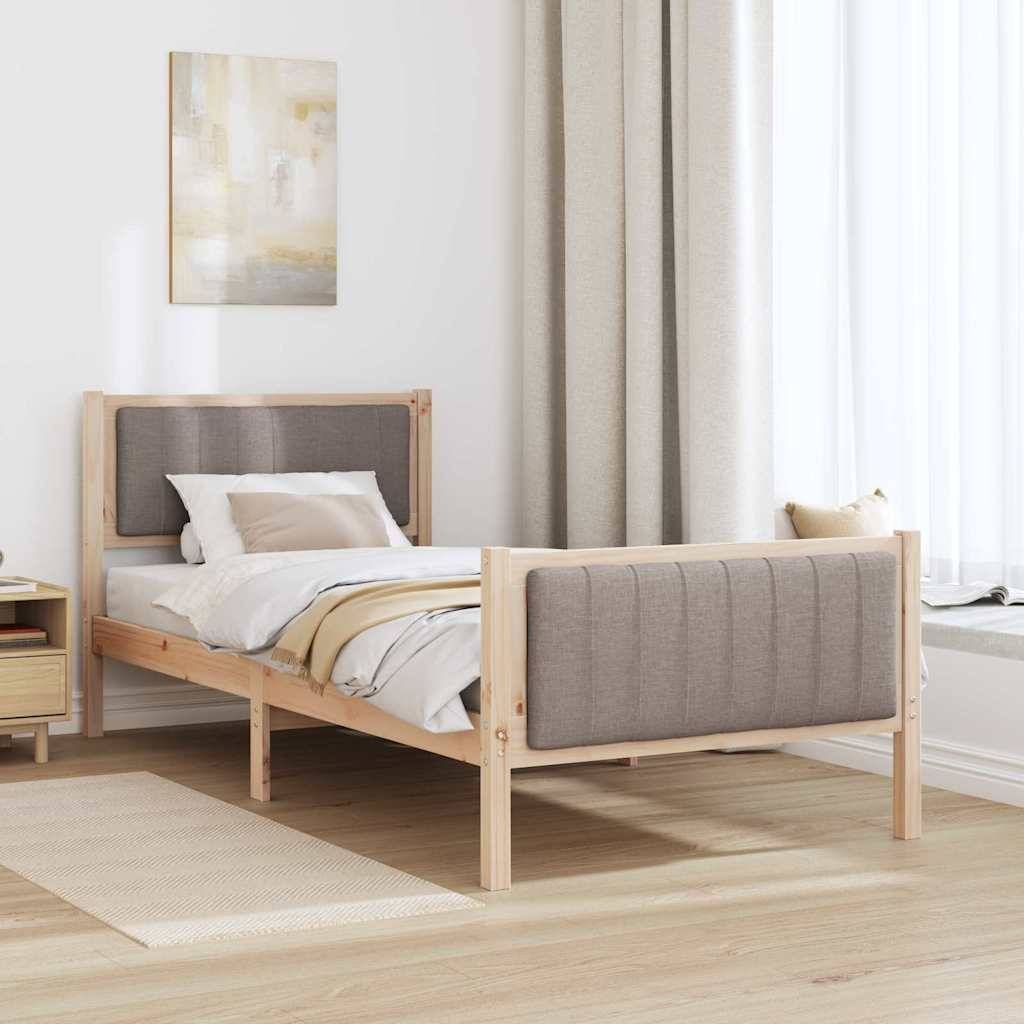 vidaXL Bettgestell Braun und Taupe 90 x 200 cm Massivholz Kiefer