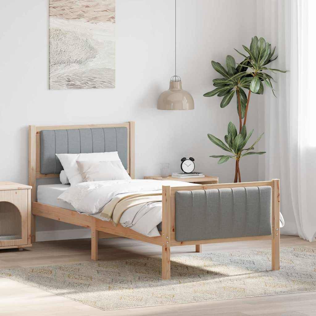vidaXL Bettgestell Braun und hellgrau 80 x 200 cm Massivholz Kiefer