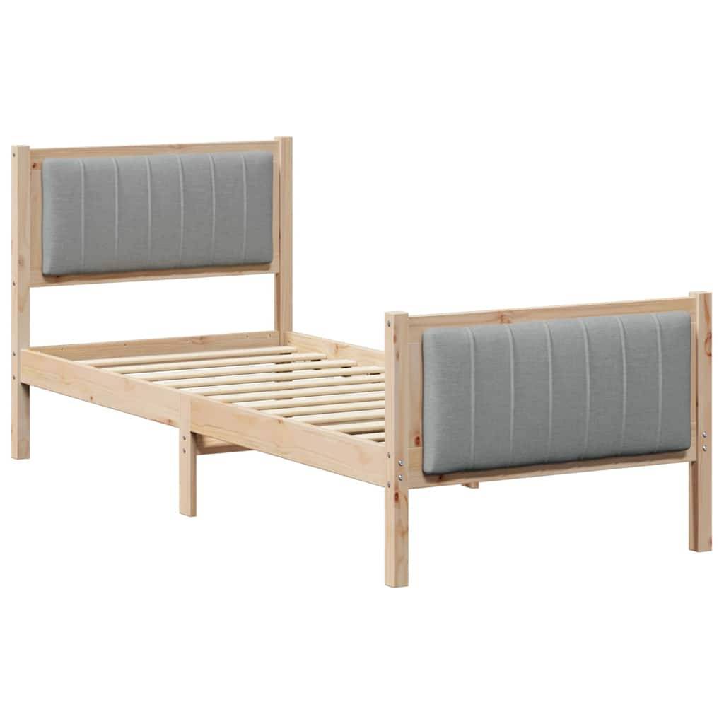 vidaXL Bettgestell Braun und hellgrau 75 x 190 cm Massivholz Kiefer