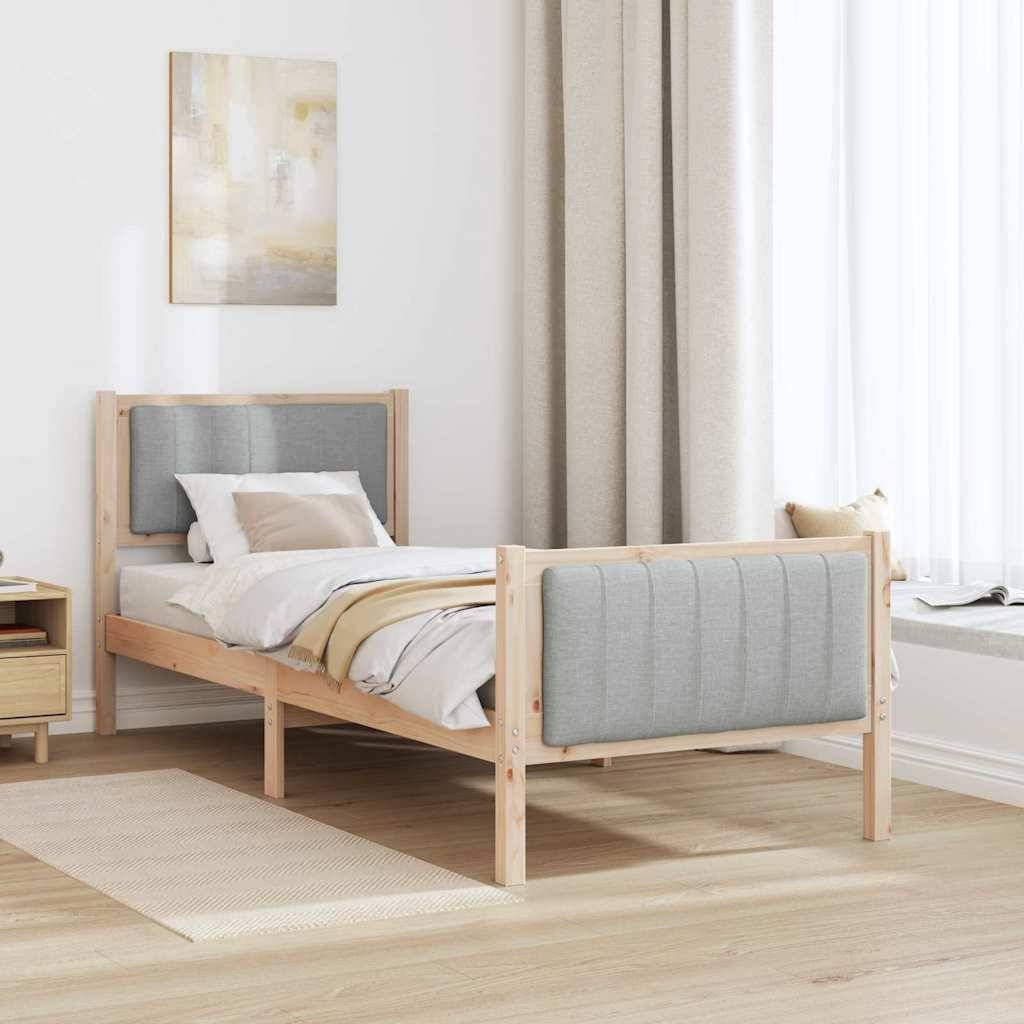 vidaXL Bettgestell Braun und hellgrau 80 x 200 cm Massivholz Kiefer