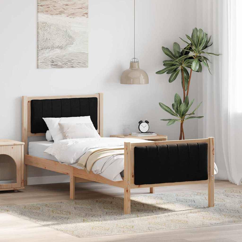vidaXL Bettgestell Braun und Schwarz 80 x 200 cm Massivholz Kiefer