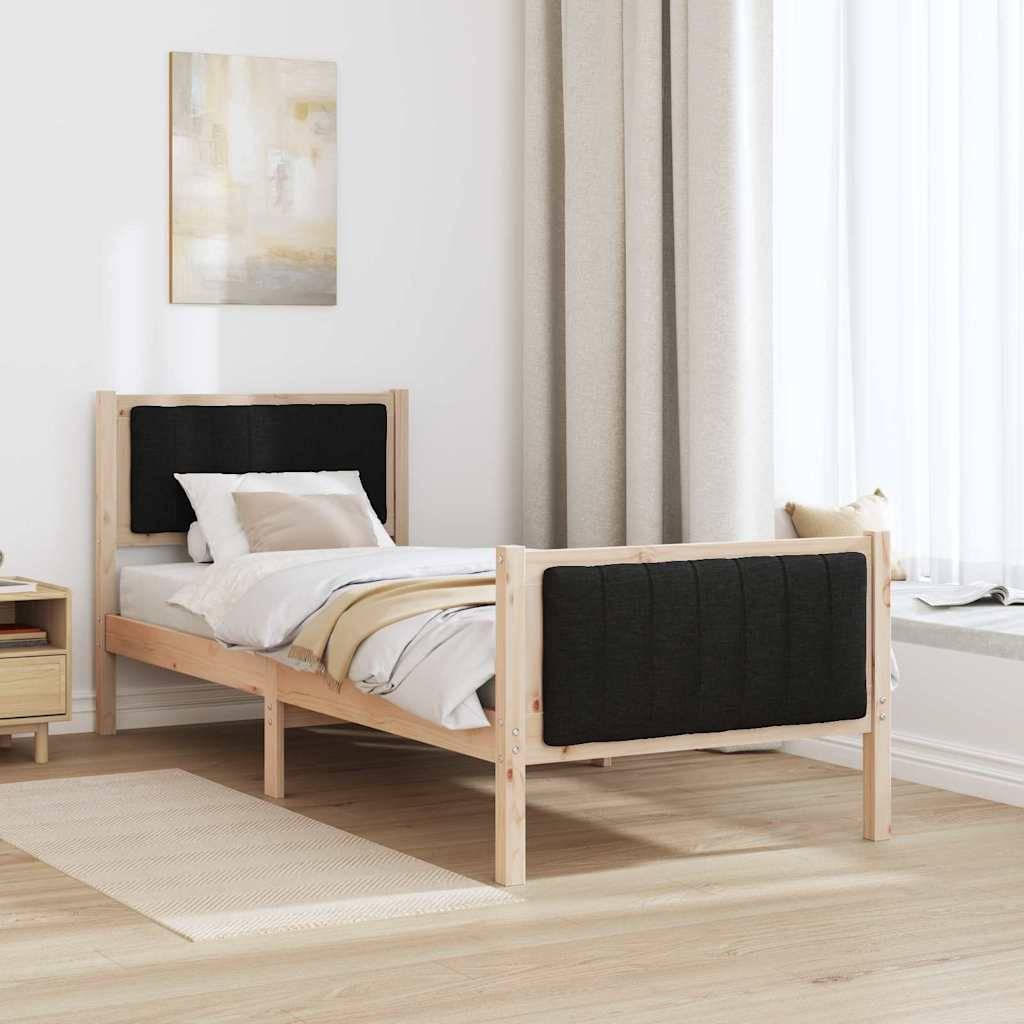 vidaXL Bettgestell Braun und Schwarz 80 x 200 cm Massivholz Kiefer