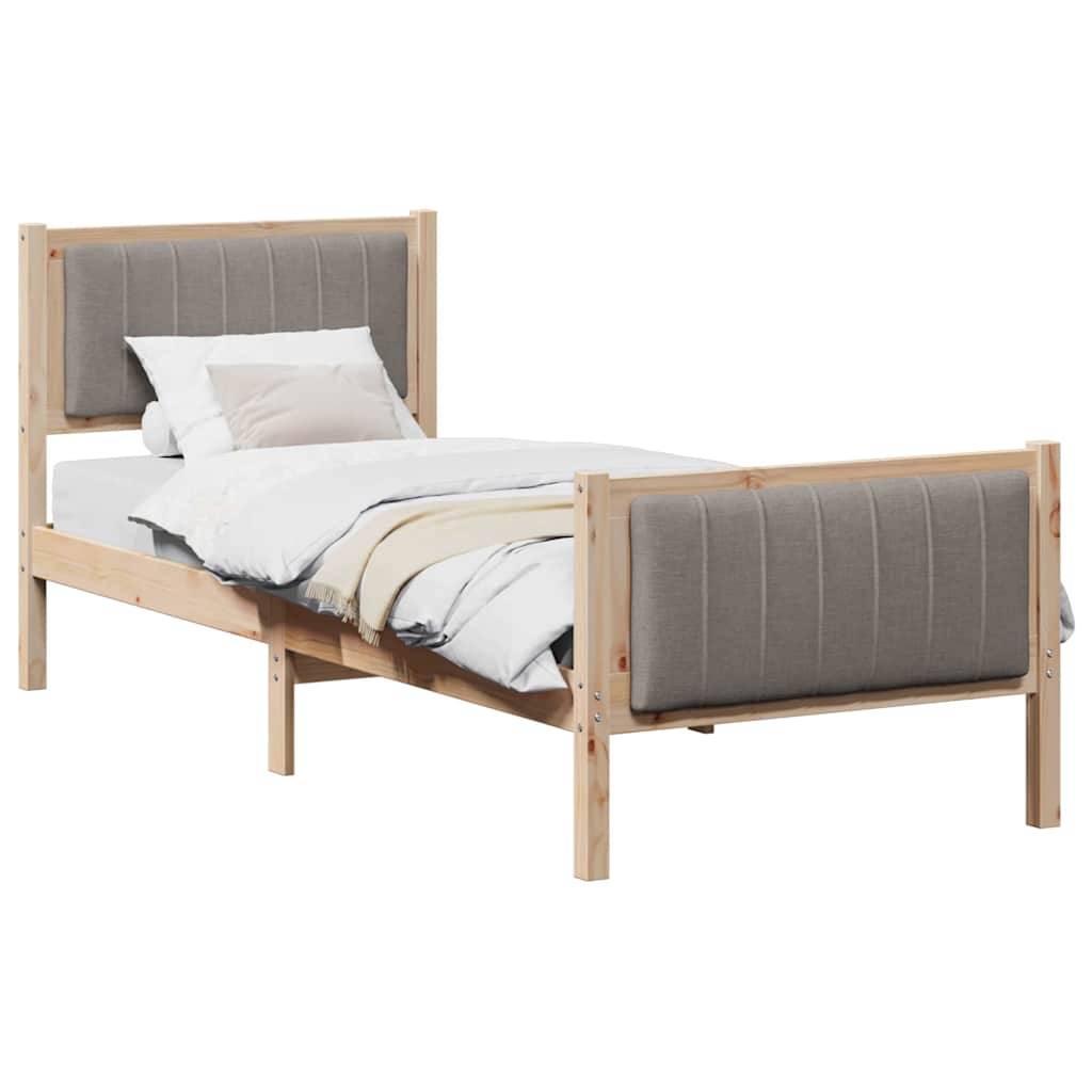 vidaXL Bettgestell Braun und Taupe 80 x 200 cm Massivholz Kiefer
