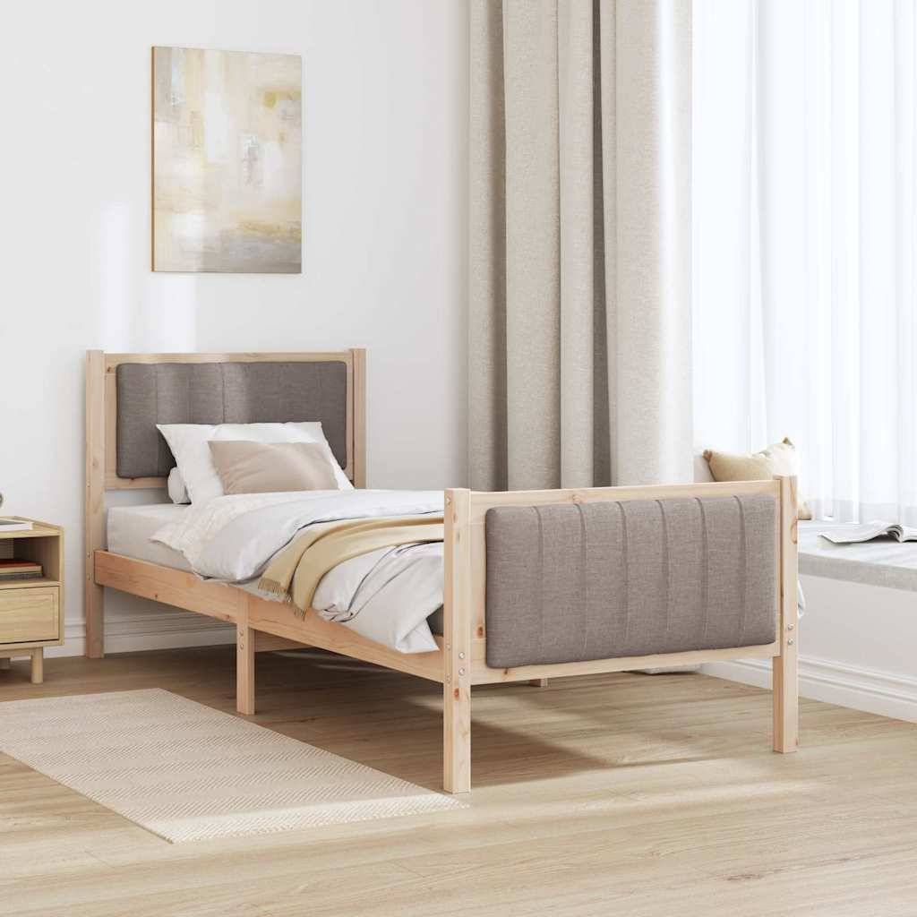 vidaXL Bettgestell Braun und Taupe 80 x 200 cm Massivholz Kiefer