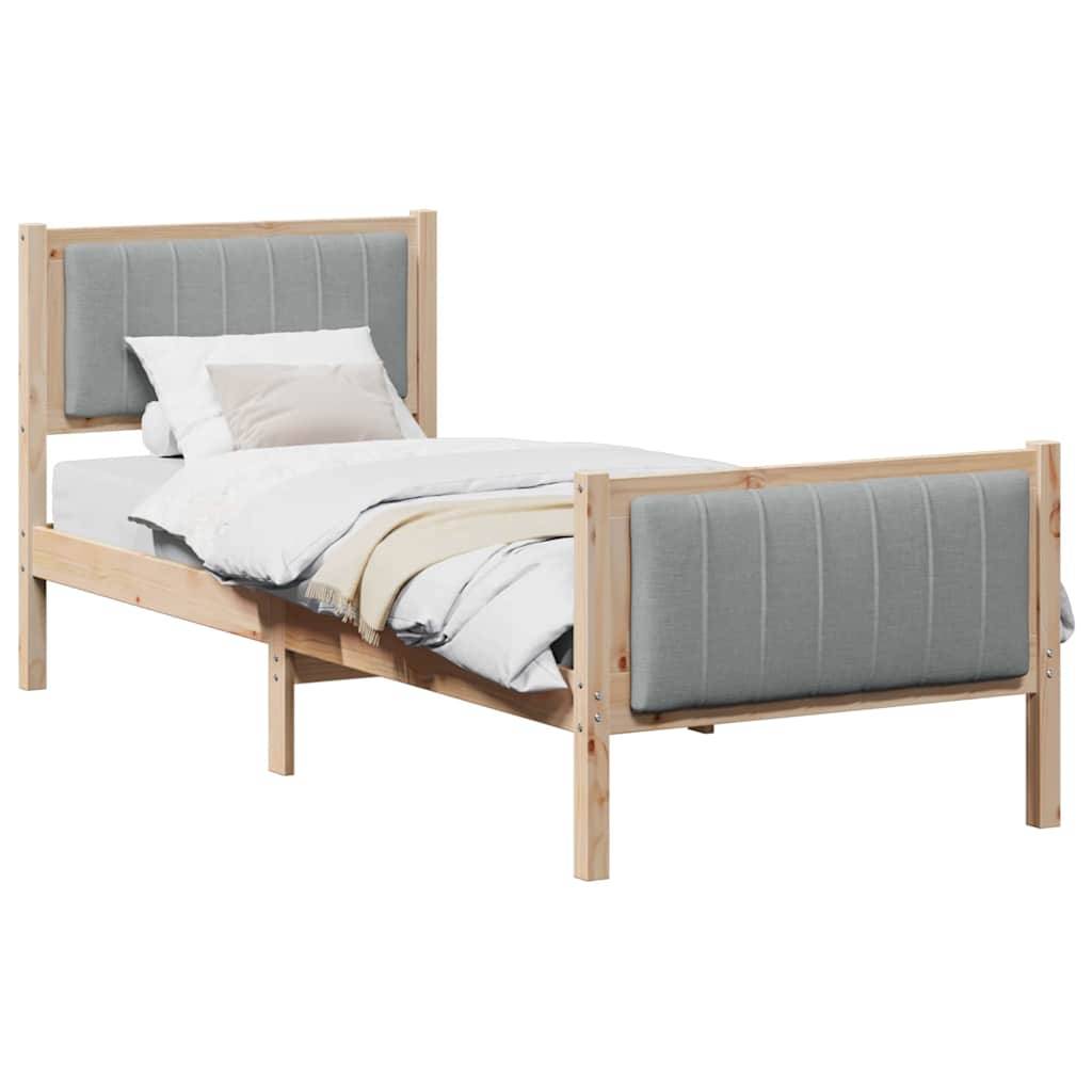 vidaXL Bettgestell Braun und hellgrau 75 x 190 cm Massivholz Kiefer