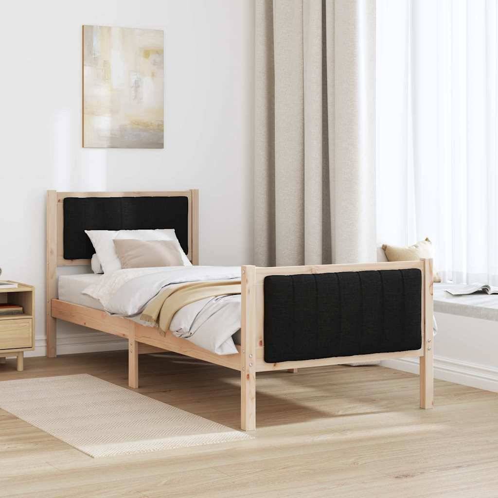 vidaXL Bettgestell Braun und Schwarz 75 x 190 cm Massivholz Kiefer