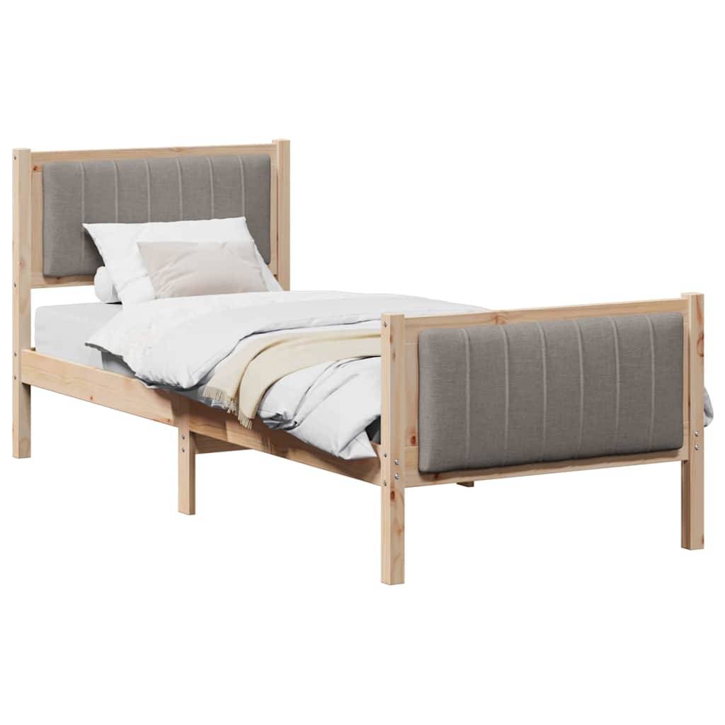 vidaXL Bettgestell Braun und Taupe 75 x 190 cm Massivholz Kiefer