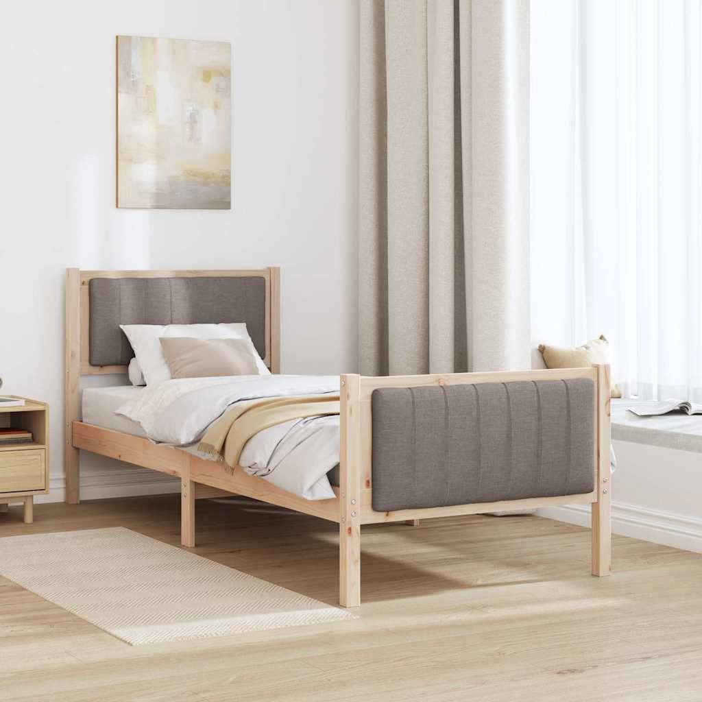 vidaXL Bettgestell Braun und Taupe 75 x 190 cm Massivholz Kiefer