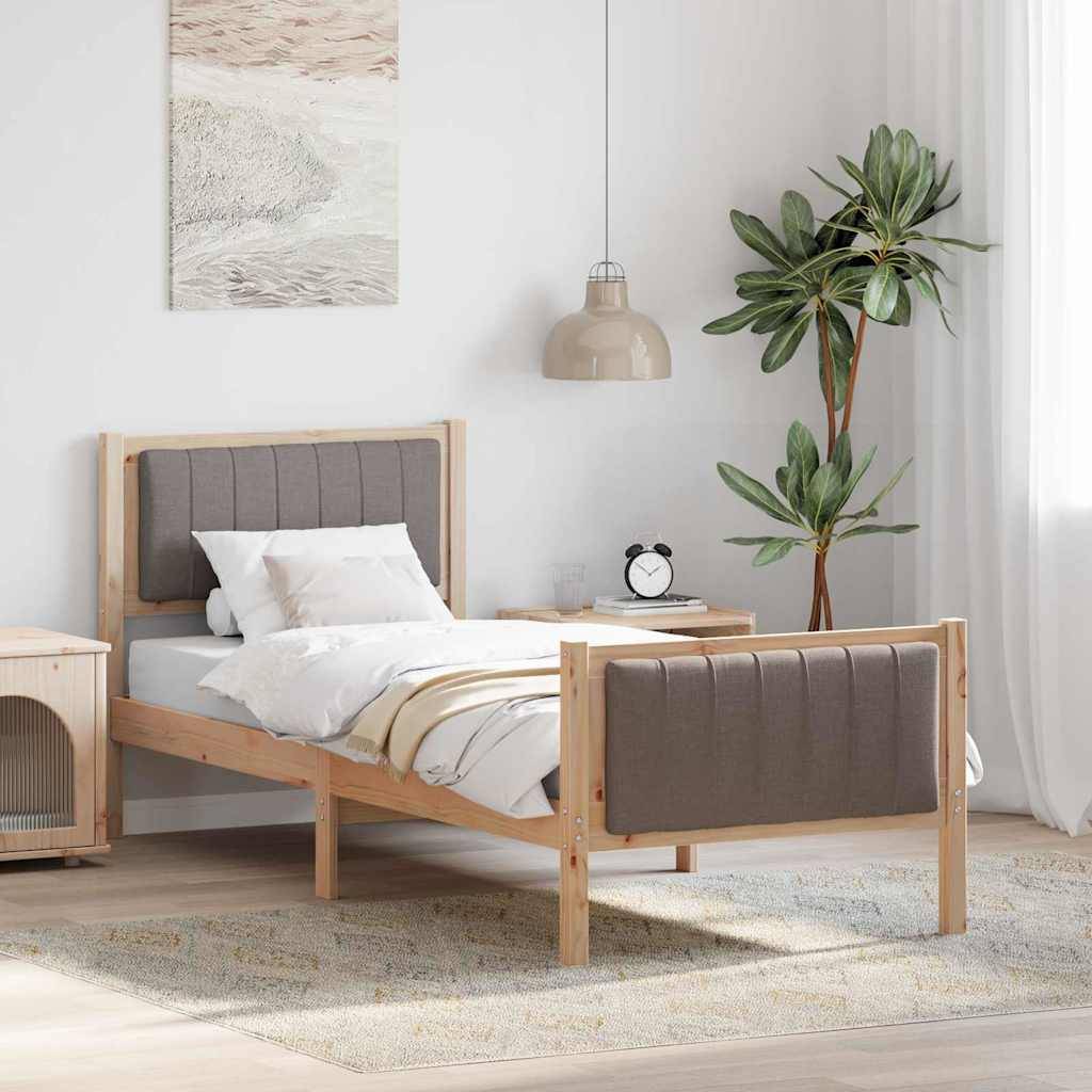 vidaXL Bettgestell Braun und Taupe 75 x 190 cm Massivholz Kiefer