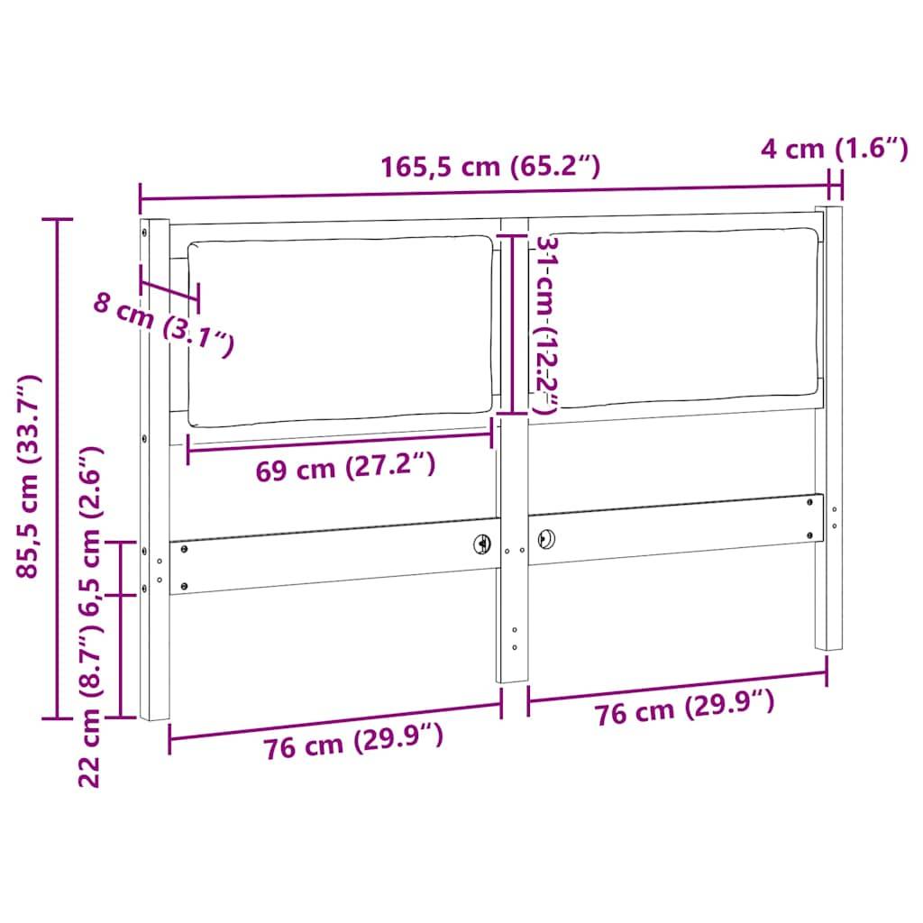 vidaXL Kopfteil Sonstiges Braun 160 cm Massivholz Kiefer