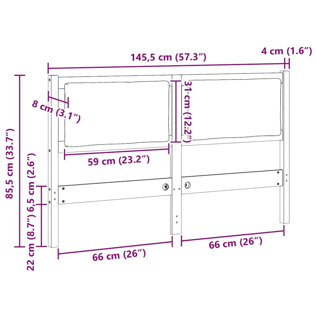 vidaXL Kopfteil Sonstiges Braun 140 cm Massivholz Kiefer
