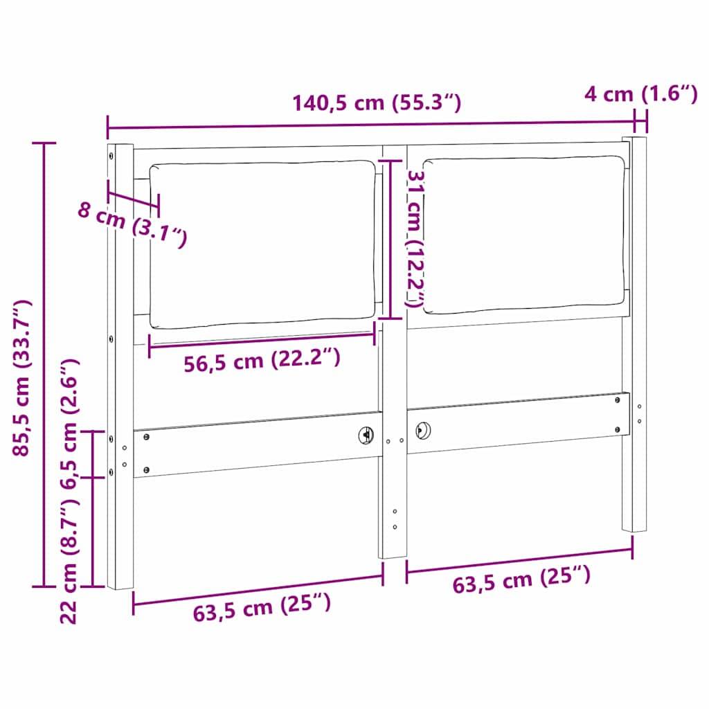 vidaXL Kopfteil Sonstiges Braun 135 cm Massivholz Kiefer