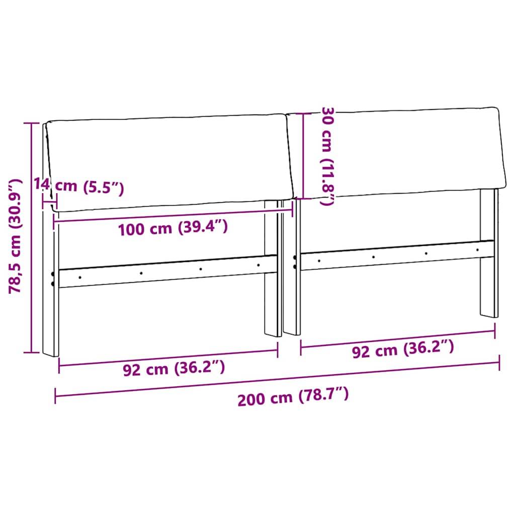 vidaXL Gepolstertes Kopfteil Taupe 200 cm Massives Kiefernholz