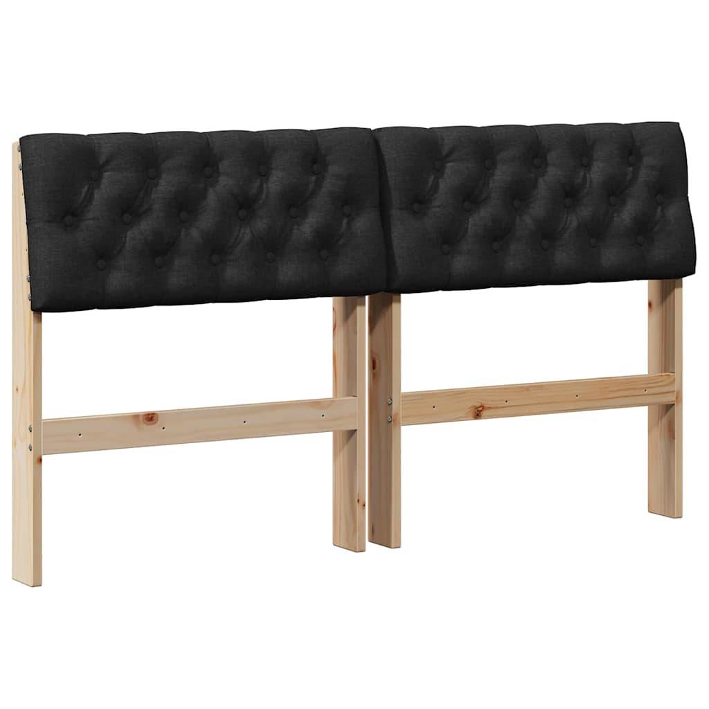 vidaXL Gepolstertes Kopfteil Schwarz 140 cm Massives Kiefernholz