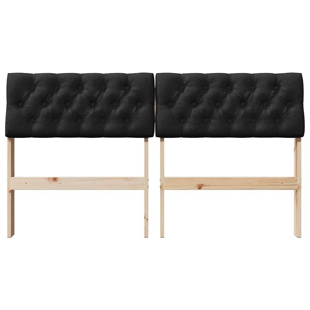 vidaXL Gepolstertes Kopfteil Schwarz 140 cm Massives Kiefernholz