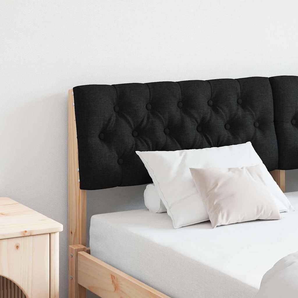 vidaXL Gepolstertes Kopfteil Schwarz 140 cm Massives Kiefernholz