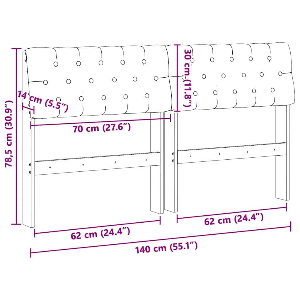 vidaXL Gepolstertes Kopfteil Schwarz 140 cm Massives Kiefernholz