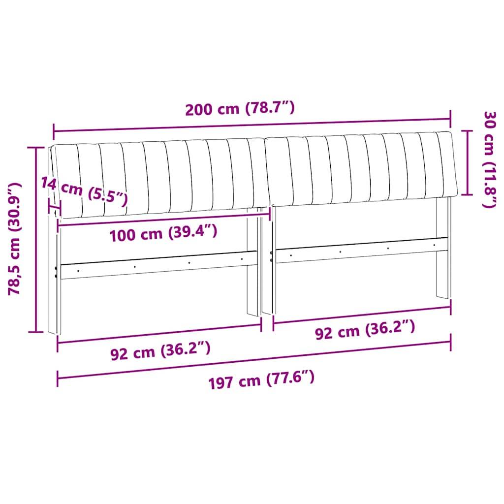 vidaXL Gepolstertes Kopfteil Taupe 200 cm Massives Kiefernholz