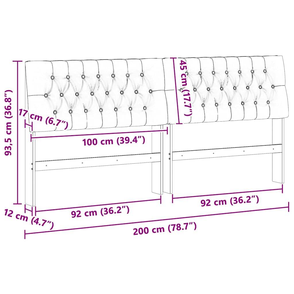vidaXL Gepolstertes Kopfteil Taupe 200 cm Massives Kiefernholz
