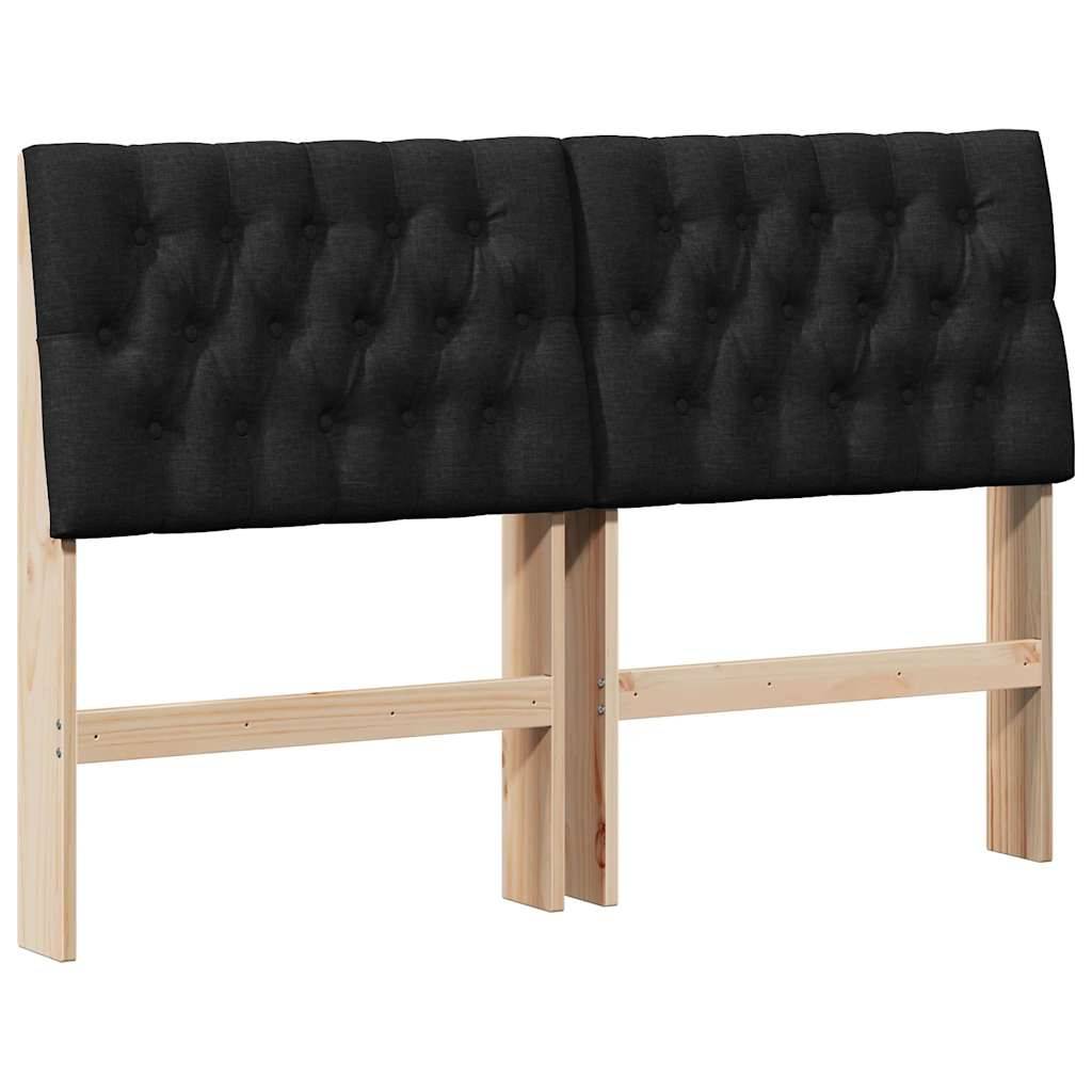 vidaXL Gepolstertes Kopfteil Schwarz 140 cm Massives Kiefernholz