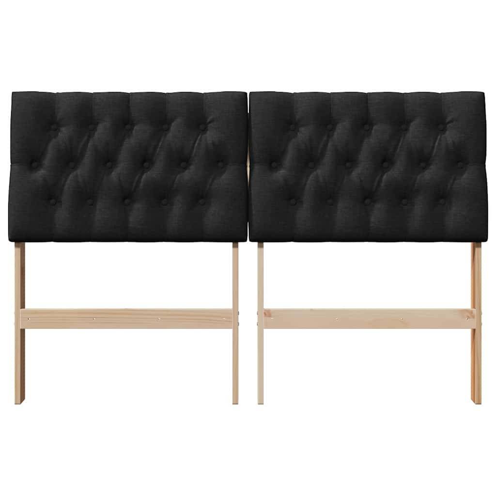 vidaXL Gepolstertes Kopfteil Schwarz 140 cm Massives Kiefernholz