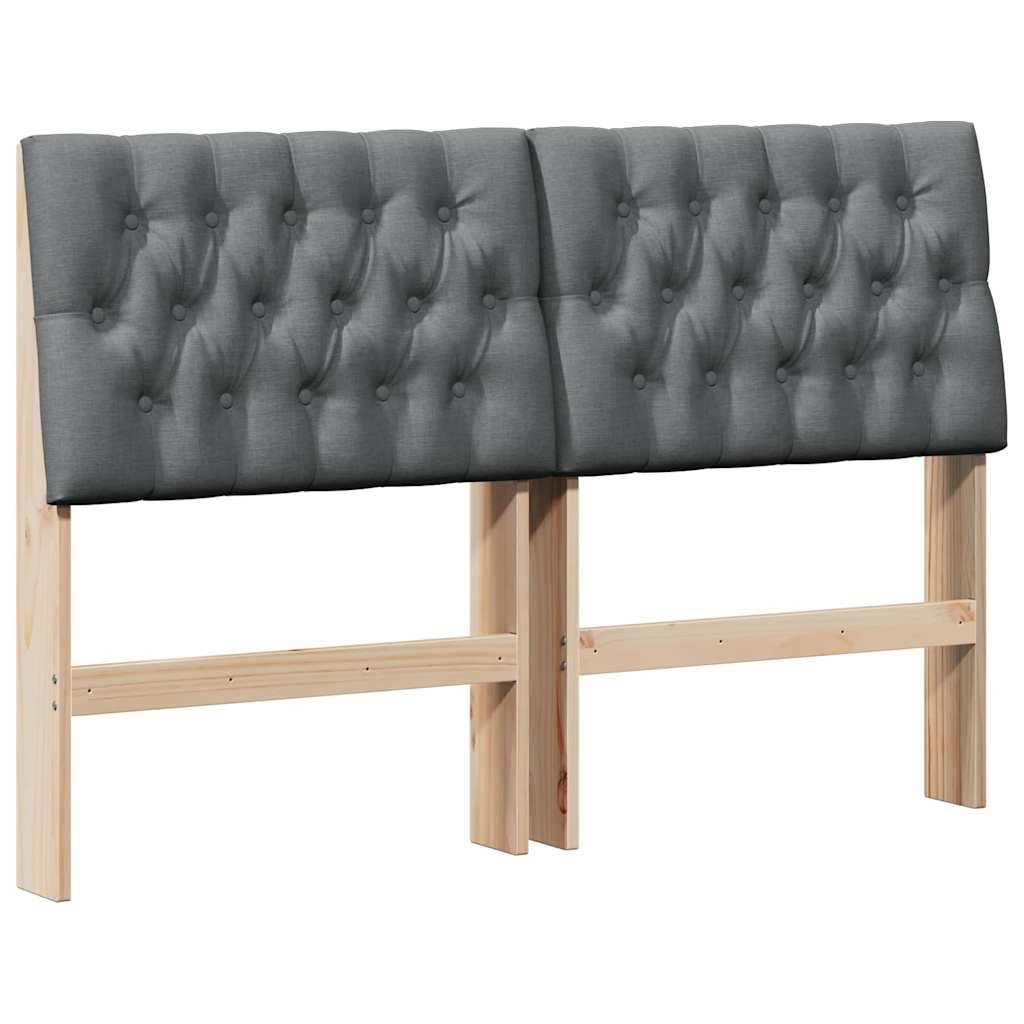 vidaXL Gepolstertes Kopfteil Dunkelgrau 150 cm Massives Kiefernholz