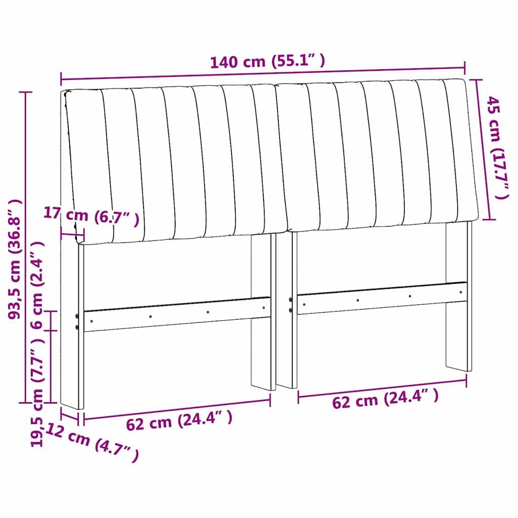 vidaXL Gepolstertes Kopfteil Dunkelgrau 140 cm Massives Kiefernholz