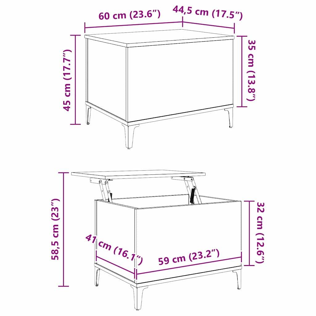vidaXL Couchtisch Artisan-Eiche 60 x 44,5 x 45 cm Holzwerkstoff