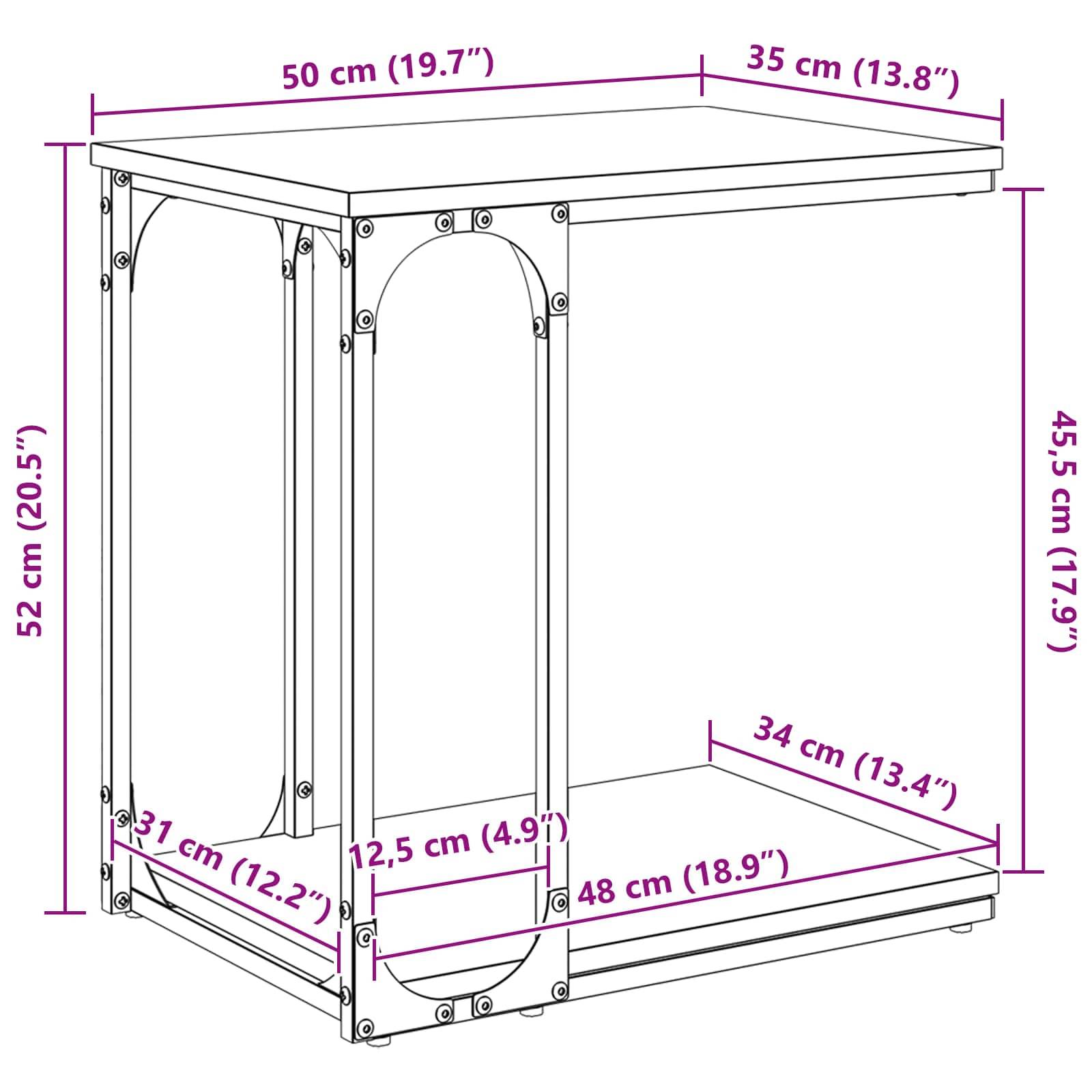 vidaXL Beistelltisch Artisan-Eiche 50 x 35 x 52 cm Holzwerkstoff
