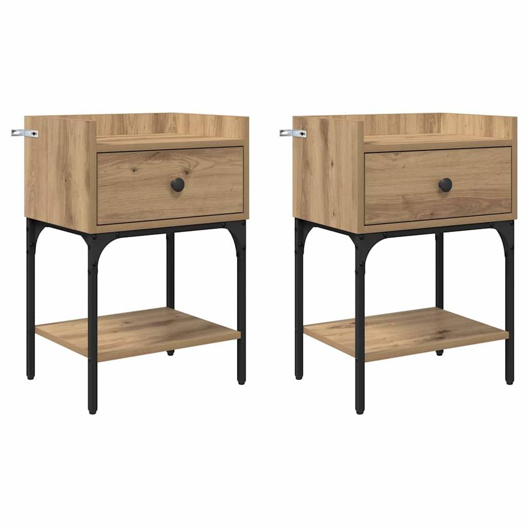 vidaXL Nachttisch 2 pcs Artisan-Eiche 40 x 29 x 60 cm Holzwerkstoff