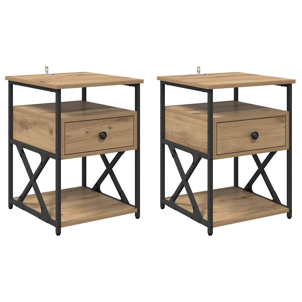 vidaXL Nachttisch 2 pcs Artisan-Eiche 40 x 42 x 55 cm Holzwerkstoff