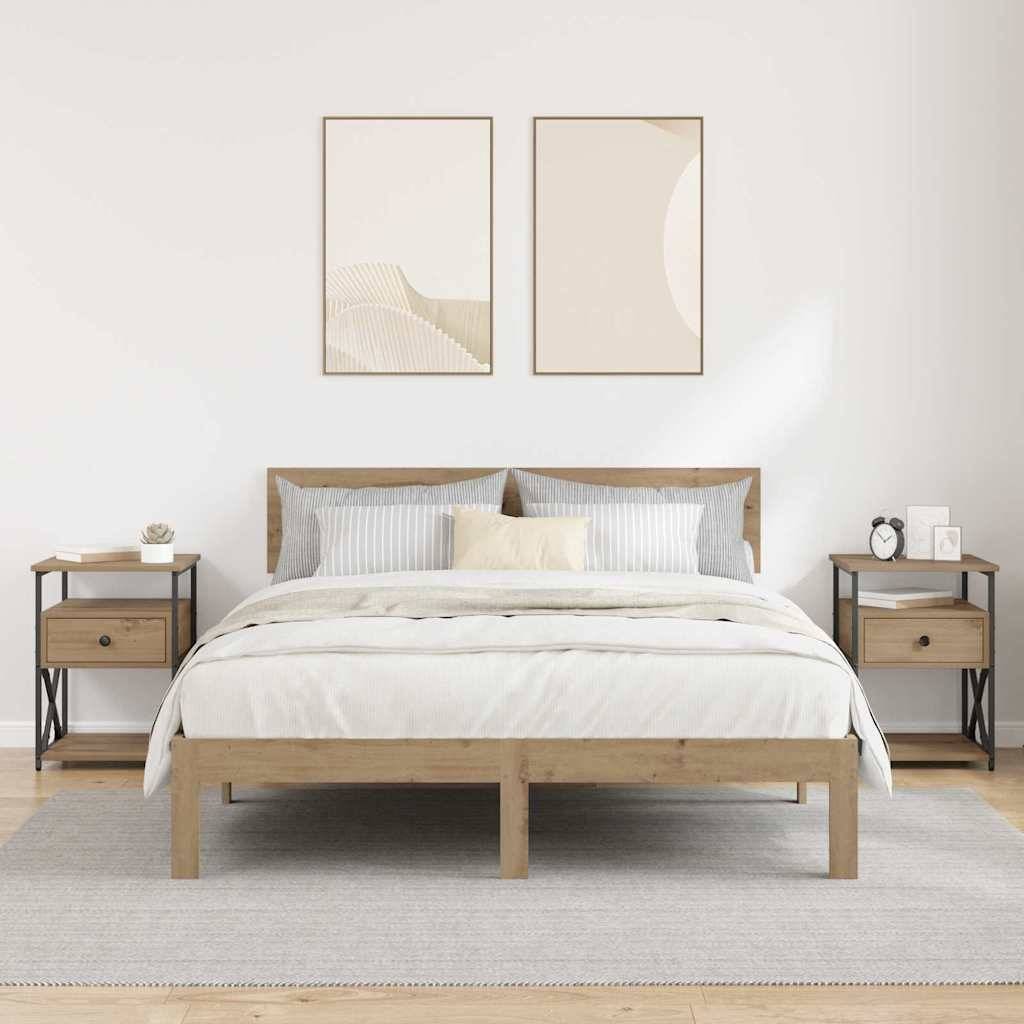 vidaXL Nachttisch 2 pcs Artisan-Eiche 40 x 42 x 55 cm Holzwerkstoff