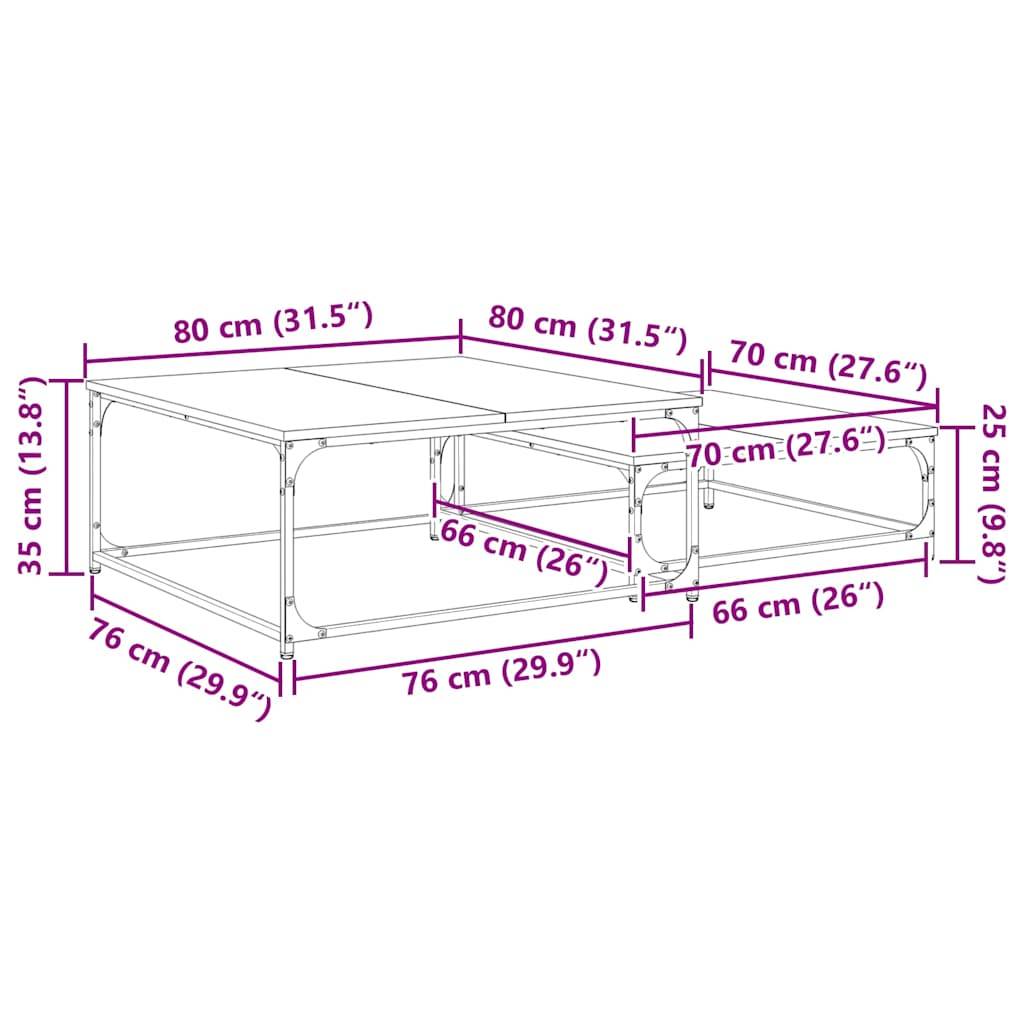 vidaXL Couchtisch 2 pcs Artisan-Eiche Holzwerkstoff