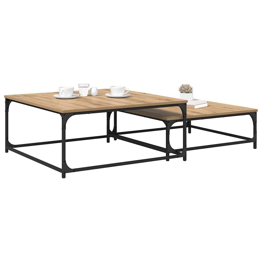 vidaXL Couchtisch 2 pcs Artisan-Eiche Holzwerkstoff