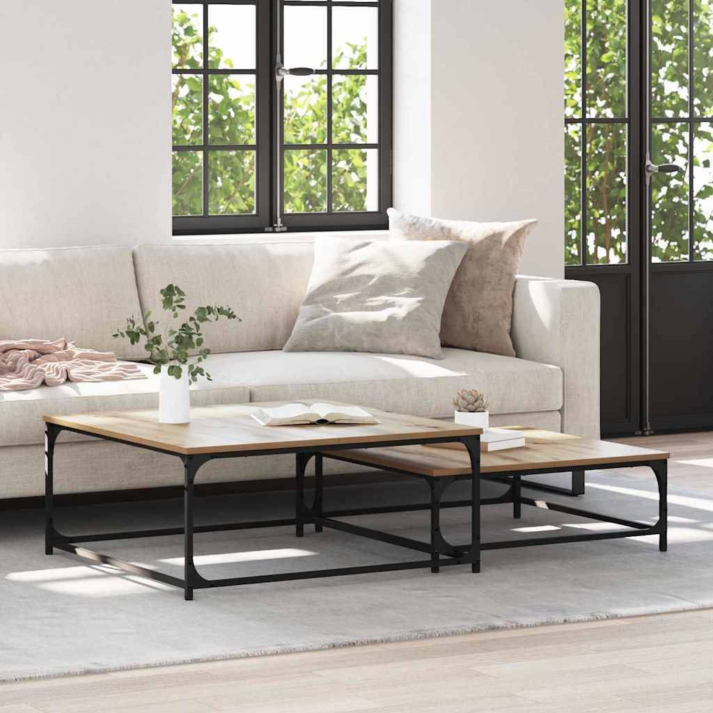 vidaXL Couchtisch 2 pcs Artisan-Eiche Holzwerkstoff