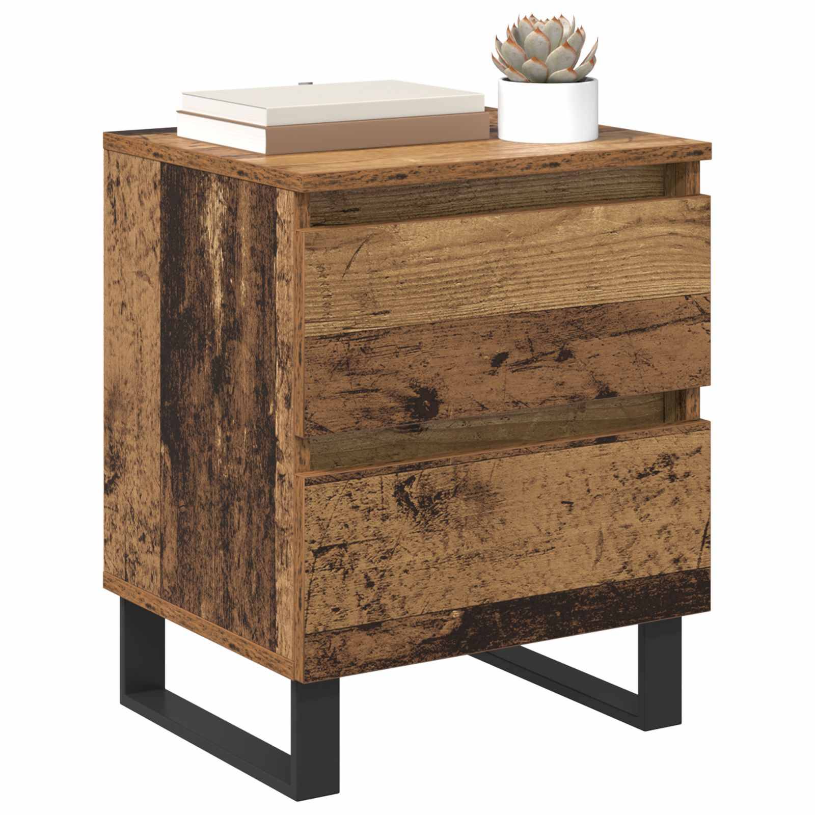 vidaXL Nachttisch mit Schubladen Altholz 40 x 35 x 50 cm Holzwerkstoff